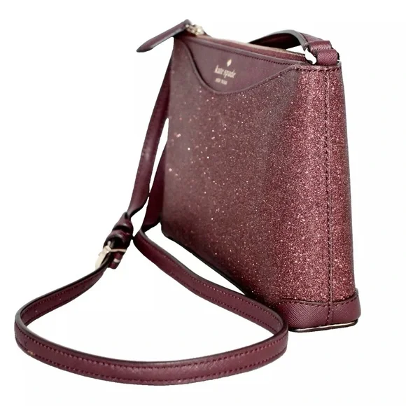 Kate Spade Crossbody Sparkly Dark Purple NWOT Glitter purse glittery bag - Picture 2 of 16